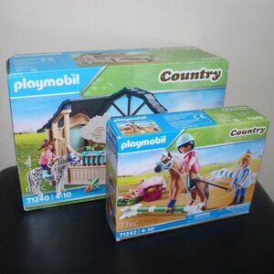 sealed❤️Playmobil 71240 + 71242 Country Equestrian Riding Lessons Stable Horses